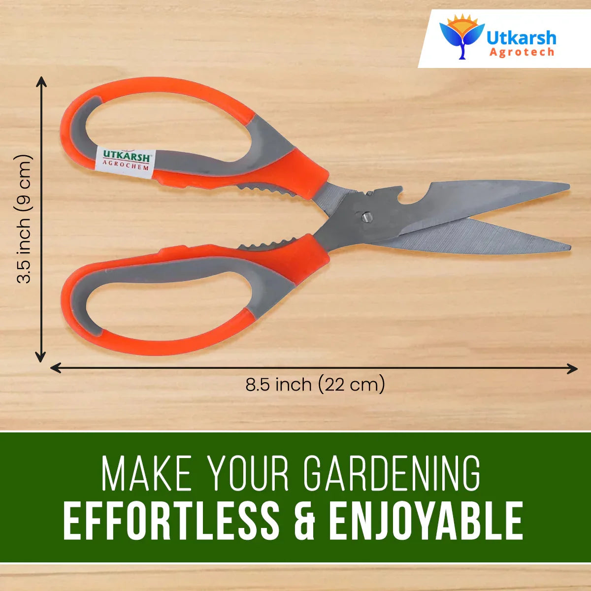 Garden Scissors | Heavy Duty Steel Scissors for Plant Cutting, Pruning, Thinning, and Harvesting | Multifunction Professional Indoor/Outdoor Gardening Scissors | Kitchen Scissors - Utkarsh Agrochem Pvt ltd. 