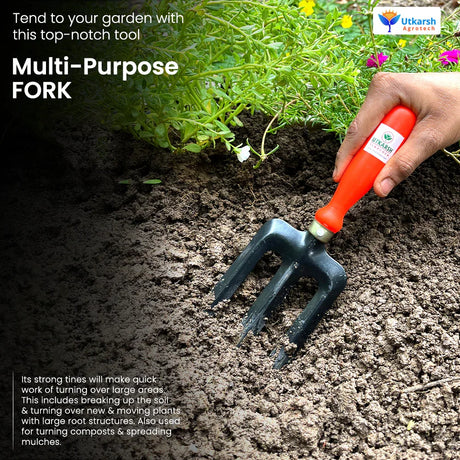 Gardening Hand Tools Set - 5 Pieces (Cultivator, Big and Small Trowel, Weeder, Fork) | Tools for Home Garden | Durable Plant Tool Kit | Farming Tools - Utkarsh Agrochem Pvt ltd. 