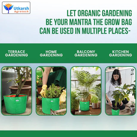 200 GSM Green HDPE Grow Bags- 24 X 12 Inch - Utkarsh Agrochem Pvt ltd. 