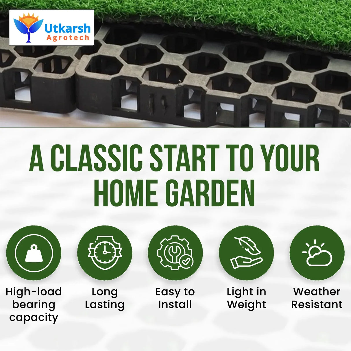 Garden Drainage Cell Mats (Thickness: 20 mm) Terrace, Kitchen, Indoor-Outdoor| Heavy-Duty, Highly Durable Polypropylene Water Drainage Mat - Utkarsh Agrochem Pvt ltd. 