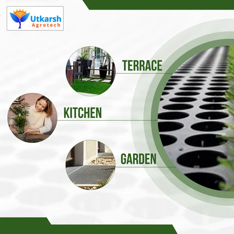 Garden Drainage Cell Mats (Thickness: 30 mm) Terrace/Kitchen Garden | Heavy-Duty, Highly Durable Polypropylene Water Drain Cell Mats for Indoor-Outdoor Home Garden - Utkarsh Agrochem Pvt ltd. 