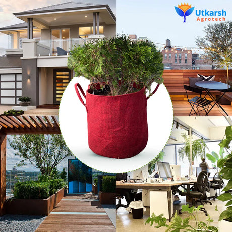 400 GSM Geotextile Fabric Growbags- Maroon, Pack of 3 - Utkarsh Agrochem Pvt ltd. 