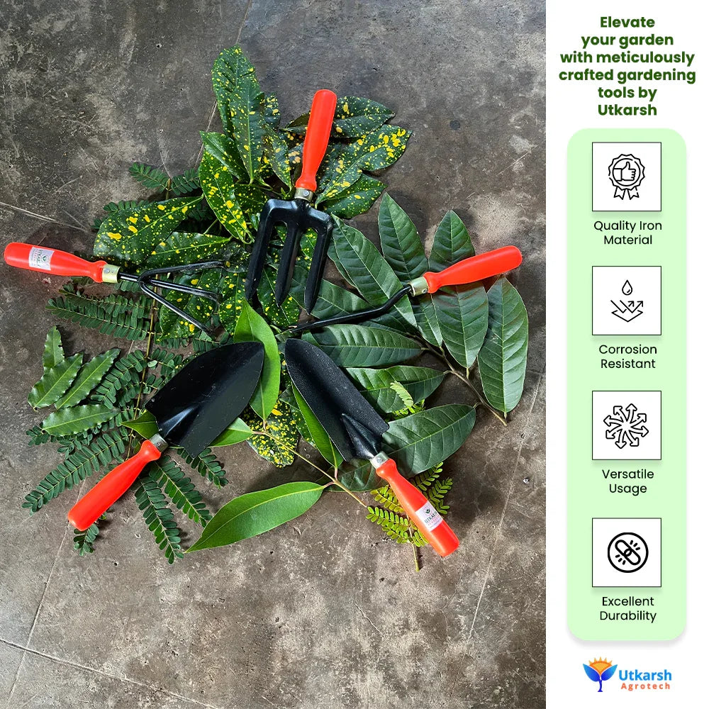 Home Garden Tools: 7 Pcs Gardening Tools Kit - Cultivator, Fork, Trowels, Weeder, ABS Garden Gloves, Pruner Cutter - Durable Stainless Steel Gardening Items for Indoor and Outdoor Use - Utkarsh Agrochem Pvt ltd. 