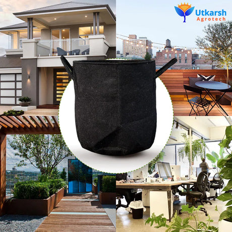 400 GSM Geotextile Fabric Growbags- Dark Grey, Pack of 5 - Utkarsh Agrochem Pvt ltd. 