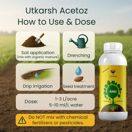 Acetobacter - Nitrogen Fixing Microbes, Liquid Bio Fertilizer for Plants Growth, Enhances Soil Structure & Fertility, Yields & Nutrient Uptake | Acetoz - 20 Litre - Utkarsh Agrochem Pvt ltd. 