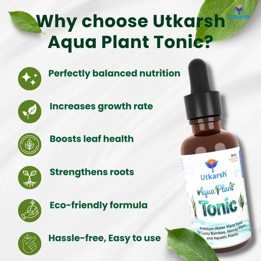 Aqua Plant Tonic - 50 ml, Liquid Fertilizer for Plants Growing in Water | Premium Plant Food & Growth Booster for Lucky Bamboo, Aquatic and Money Plants, Pack of 1