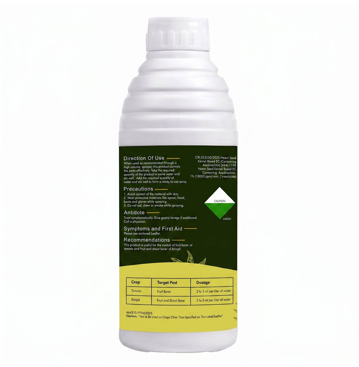 Neemoz Gold | Organic Neem Oil Bio-Insecticide with 10000 PPM Azadirachtin EC 1% W/W | Ideal for Tomato, Brinjal, Chilli, Cotton & Commercial Crop Pest Control