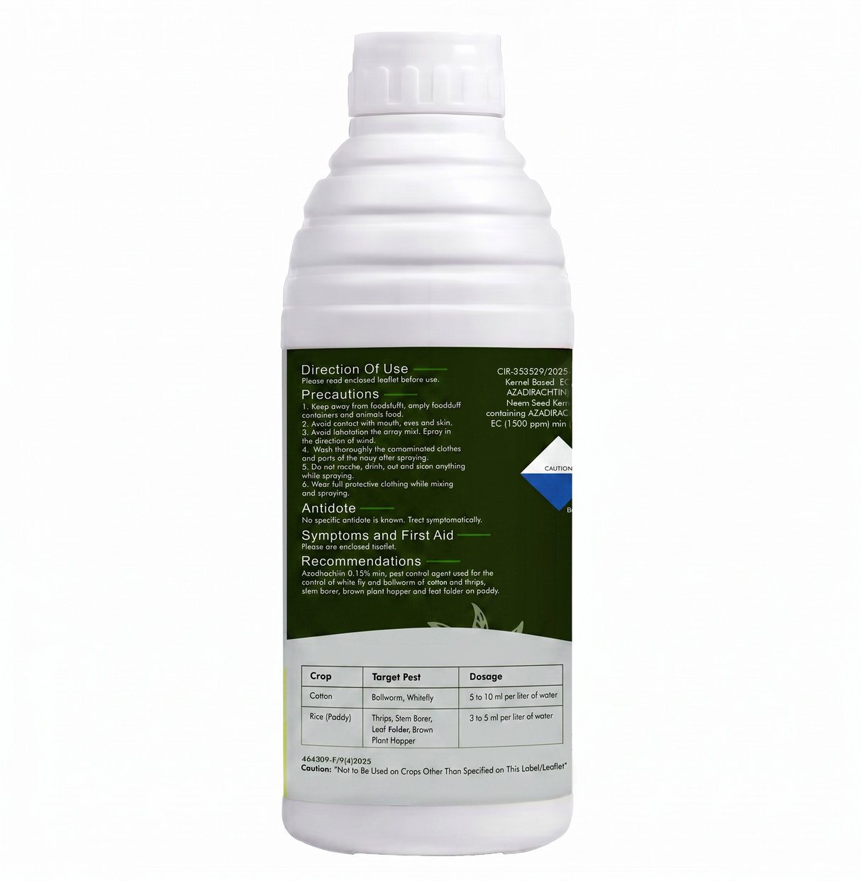 Neemoz C.P. Cold Pressed Neem Oil | 1500 PPM Azadirachtin EC 0.15% W/W Organic Bio-Insecticide | Effective Broad-Spectrum Pest Control for Vegetables, Fruits, Cotton, Rice & Plants