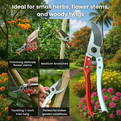 Assorted Hand Pruner Cutter - 1 Pc (Steel Blades) | Heavy Duty Gardening Cutter Tool | Plant Cutter for Home Garden, Wood Branch Trimmer, Sturdy Stem Scissors, Grass Cutting Accessory - Utkarsh Agrochem Pvt ltd. 