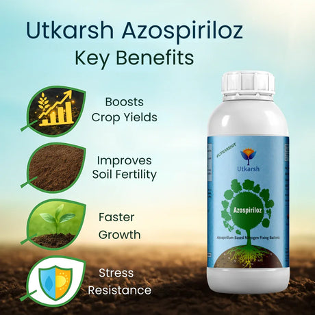 Azospirillum - Nitrogen Fixing Microbes, Liquid Bio Fertilizer for Plants Growth, Healthy Roots, Protect Plants from Biotic & Abiotic Stresses | Azospiriloz - Utkarsh Agrochem Pvt ltd. 