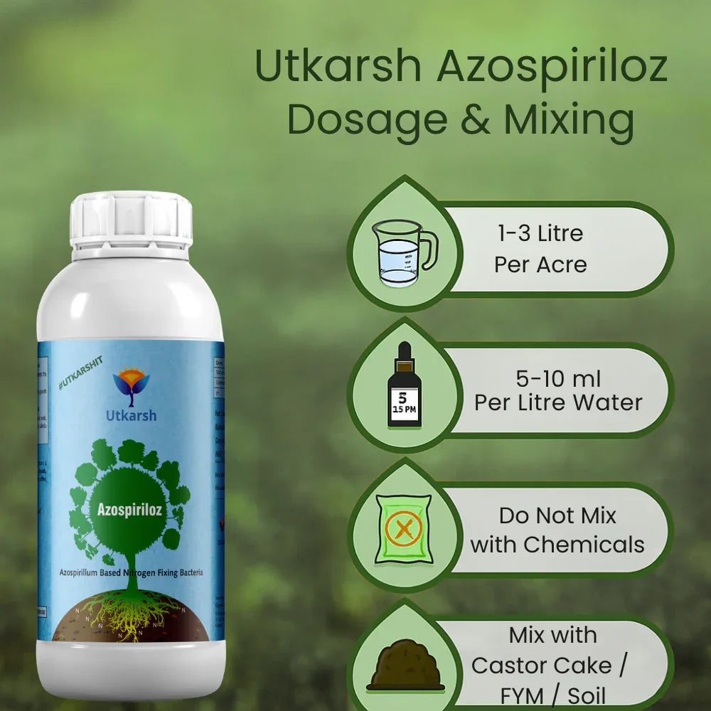 Azospirillum - Nitrogen Fixing Microbes, Liquid Bio Fertilizer for Plants Growth, Healthy Roots, Protect Plants from Biotic & Abiotic Stresses | Azospiriloz - Utkarsh Agrochem Pvt ltd. 