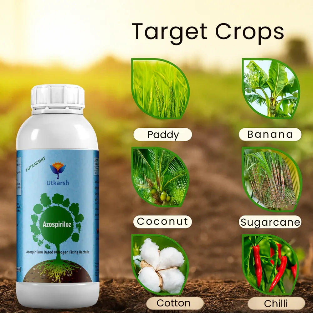 Azospirillum - Nitrogen Fixing Microbes, Liquid Bio Fertilizer for Plants Growth, Healthy Roots, Protect Plants from Biotic & Abiotic Stresses | Azospiriloz - Utkarsh Agrochem Pvt ltd. 