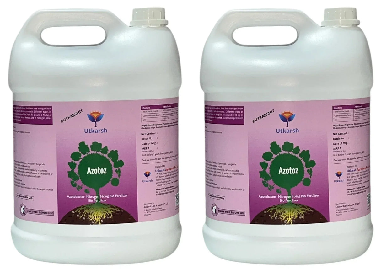 Azotobacter - Nitrogen Fixing Microbes, Liquid Bio Fertilizer for Plants Growth, Increases Soil Structure & Fertility, Yields & Nutrient uptake | Azotoz - 20 Litre - Utkarsh Agrochem Pvt ltd. 