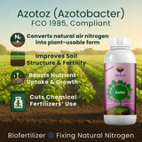 Azotobacter - Nitrogen Fixing Microbes, Liquid Bio Fertilizer for Plants Growth, Increases Soil Structure & Fertility, Yields & Nutrient uptake | Azotoz - 20 Litre - Utkarsh Agrochem Pvt ltd. 