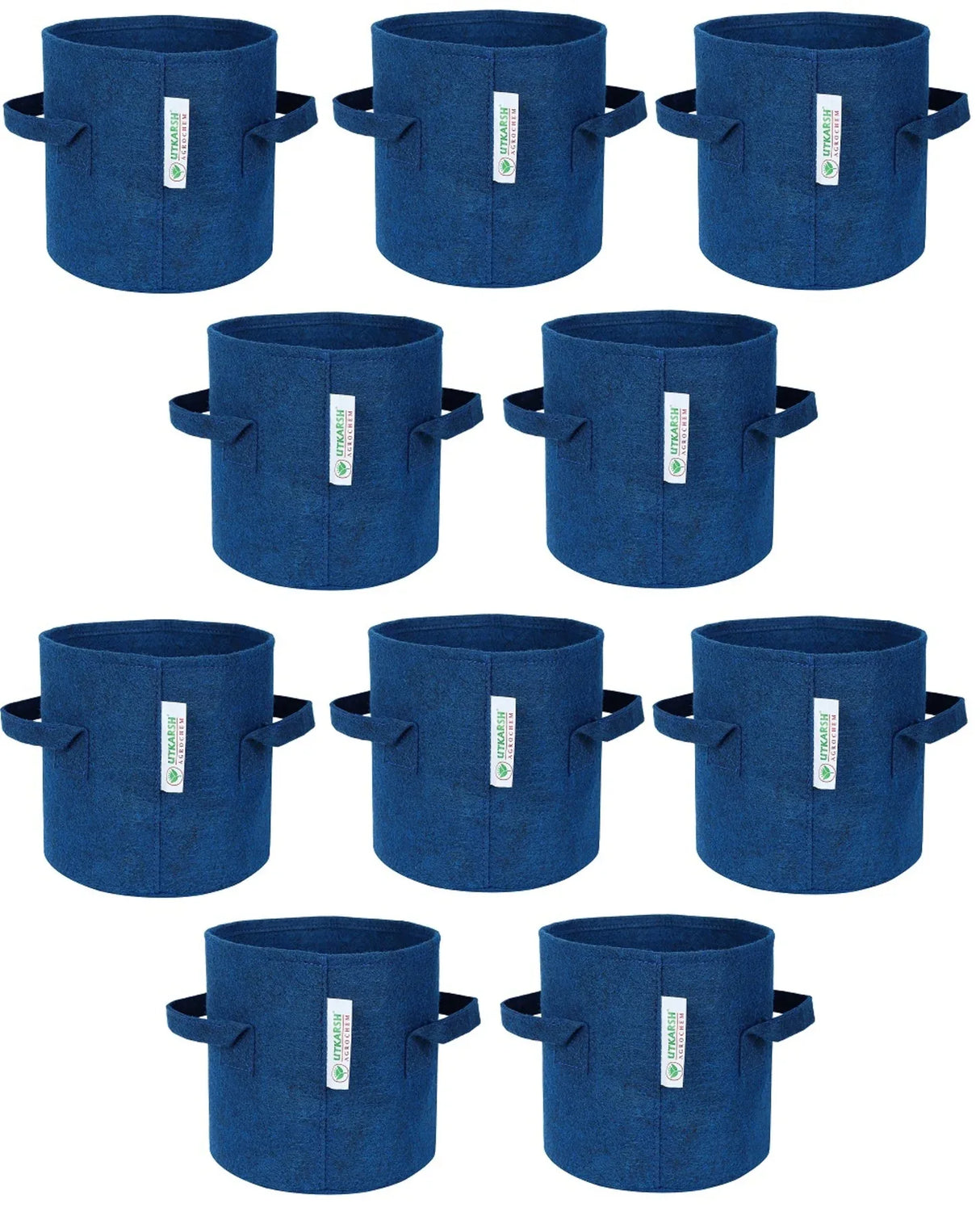 400 GSM Geotextile Fabric Growbags- Blue, Pack of 10 - Utkarsh Agrochem Pvt ltd. 