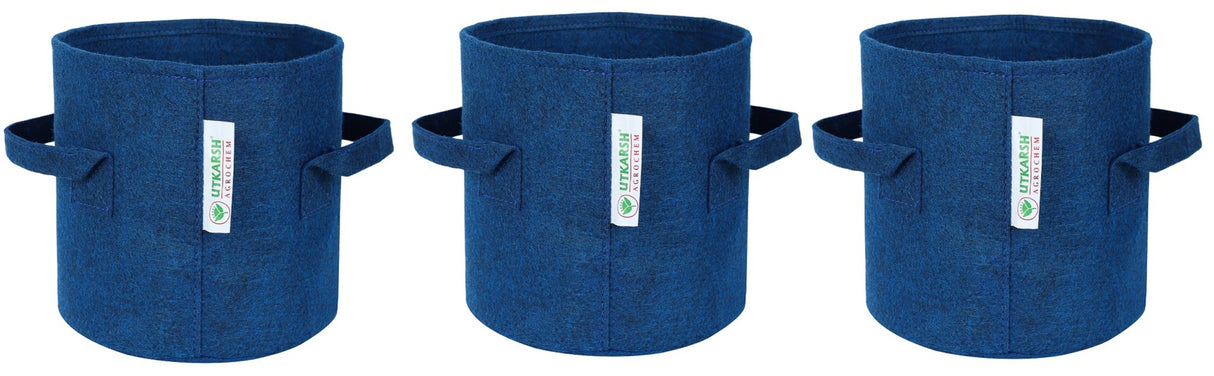 400 GSM Geotextile Fabric Growbags- Blue, Pack of 3 - Utkarsh Agrochem Pvt ltd. 