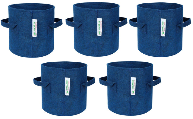 400 GSM Geotextile Fabric Growbags- Blue, Pack of 5 - Utkarsh Agrochem Pvt ltd. 