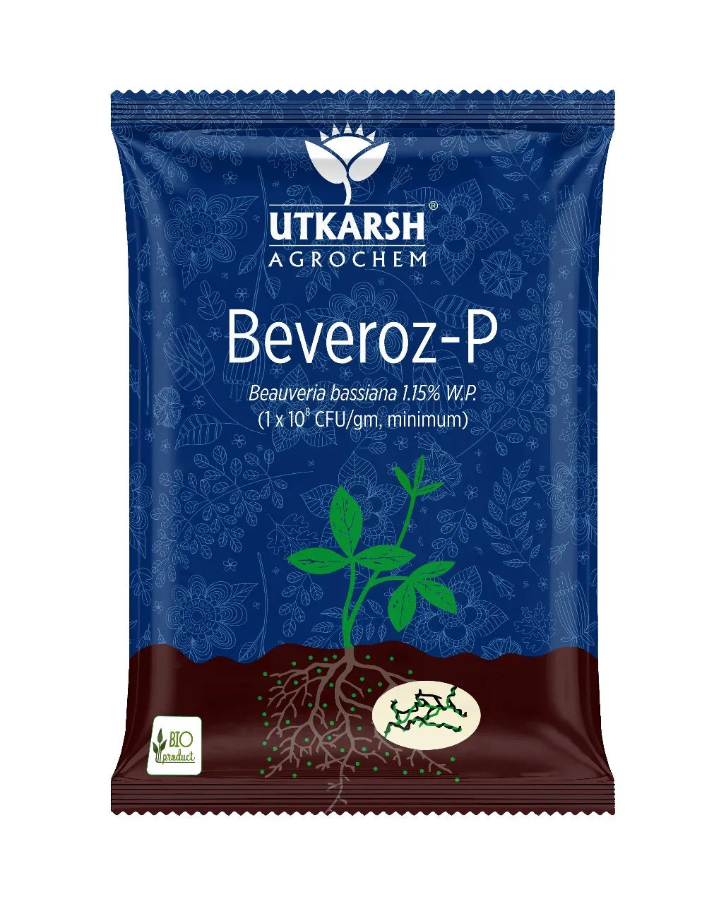 Beauveria Bassiana 1.15% W.P. 1 x 10^8 CFU/gm min. Bio Insecticides for Plants, Crops and Home Gardening - Beveroz-P - Utkarsh Agrochem Pvt ltd. 