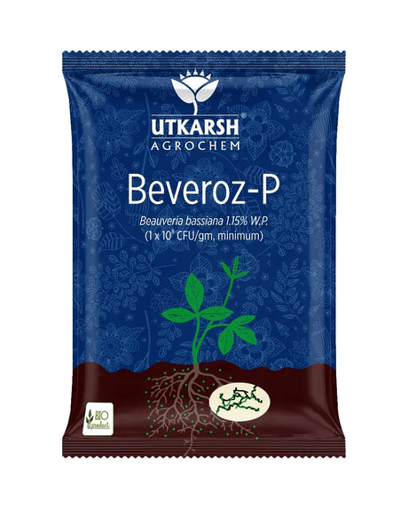 Beauveria Bassiana 1.15% W.P. 1 x 10^8 CFU/gm min. Bio Insecticides for Plants, Crops and Home Gardening - Beveroz-P - Utkarsh Agrochem Pvt ltd. 