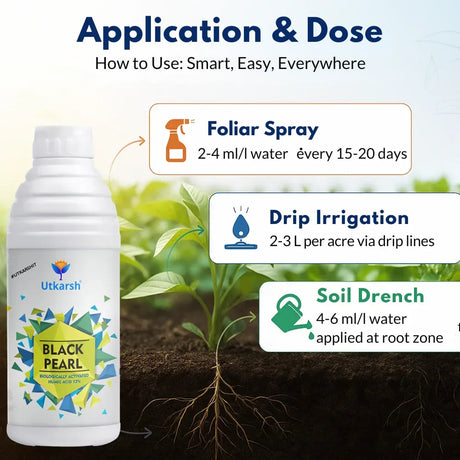 Black Pearl – L (Biologically Activated Humic Acid 12%) Biostimulant- 20 Liter - Utkarsh Agrochem Pvt ltd. 