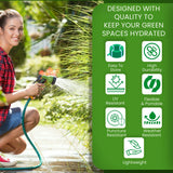 Heavy Duty PVC Braided Green Water Hose Pipe - 0.5 inch Diameter, with 8-Mode Spray Gun, 1 Tap Adapter, Connector & 3 Clamps for Garden, Car Wash, Floor Clean, Pet Bath, Indoor/Outdoor