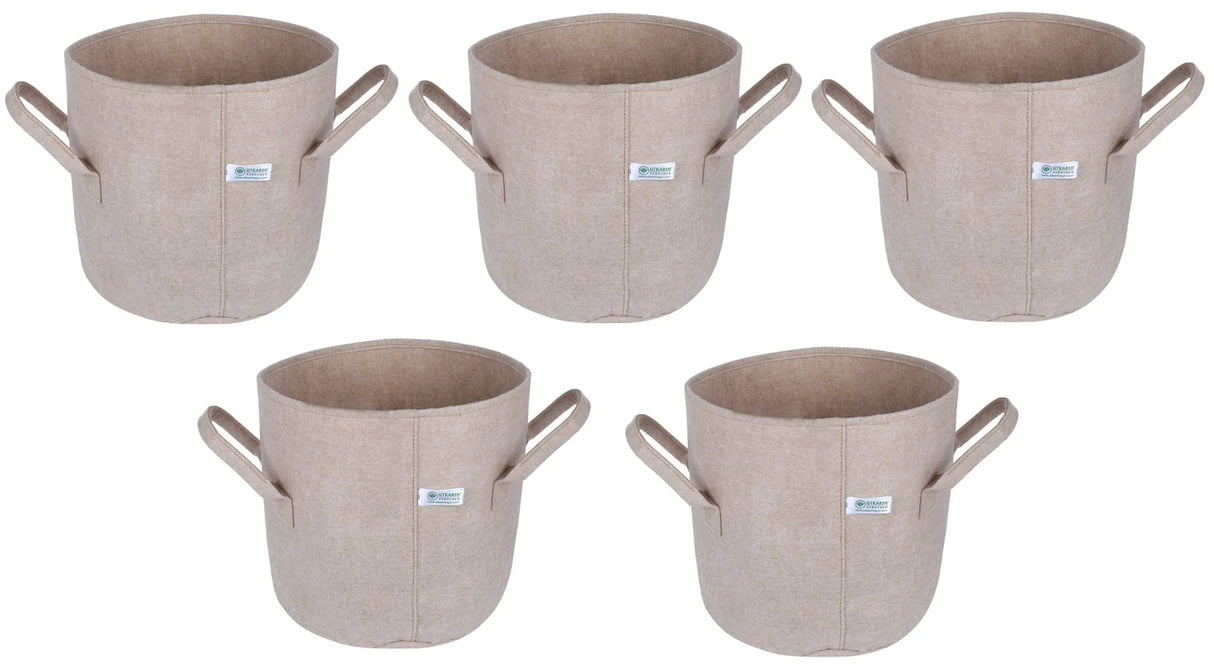 400 GSM Geo Textile Fabric Growbags- Beige, Pack of 5 - Utkarsh Agrochem Pvt ltd. 