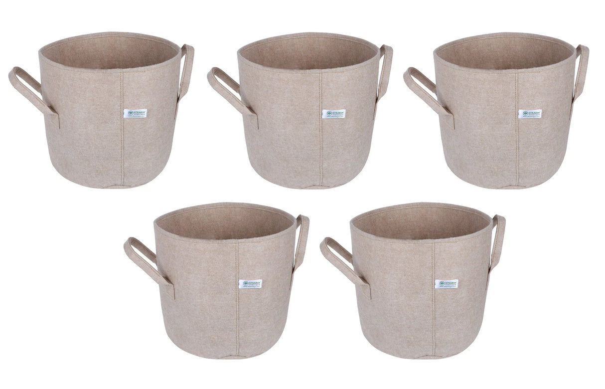 400 GSM Geo Textile Fabric Growbags- Beige, Pack of 5 - Utkarsh Agrochem Pvt ltd. 