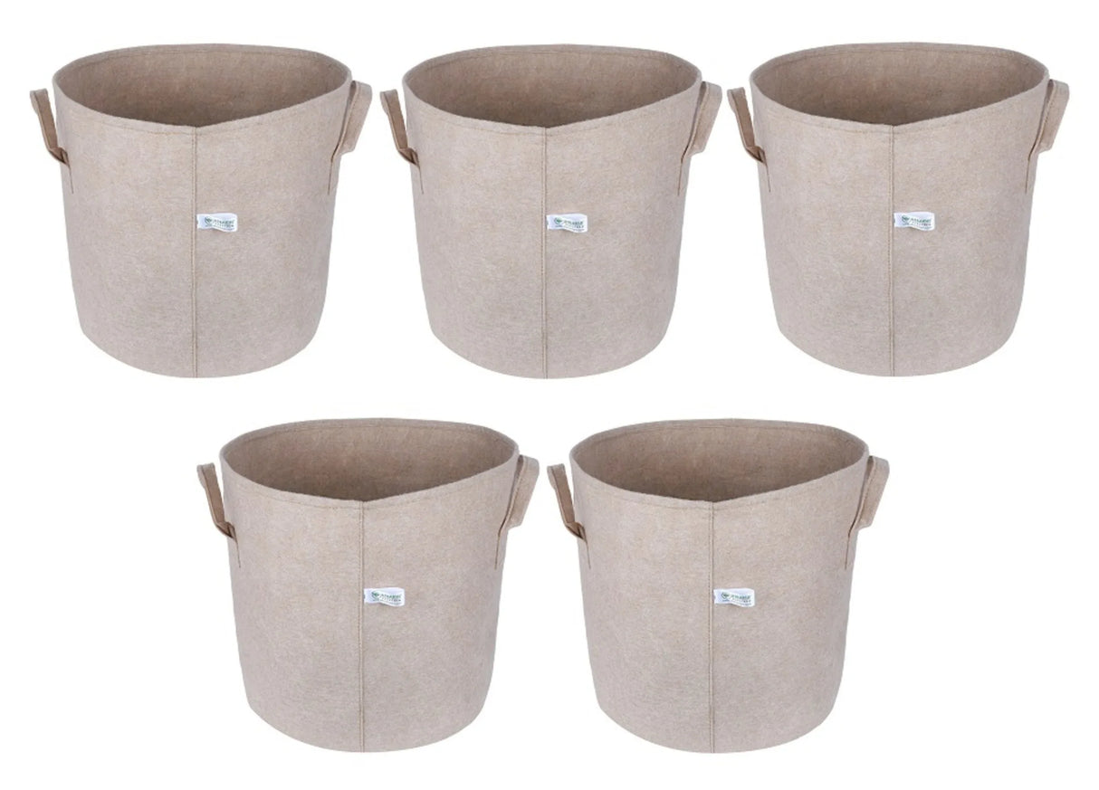400 GSM Geo Textile Fabric Growbags- Beige, Pack of 5 - Utkarsh Agrochem Pvt ltd. 