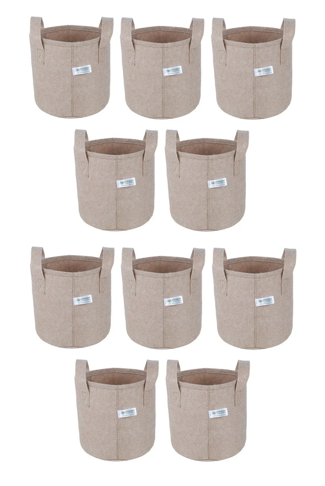 400 GSM Geo Textile Fabric Growbags- Beige, Pack of 10 - Utkarsh Agrochem Pvt ltd. 
