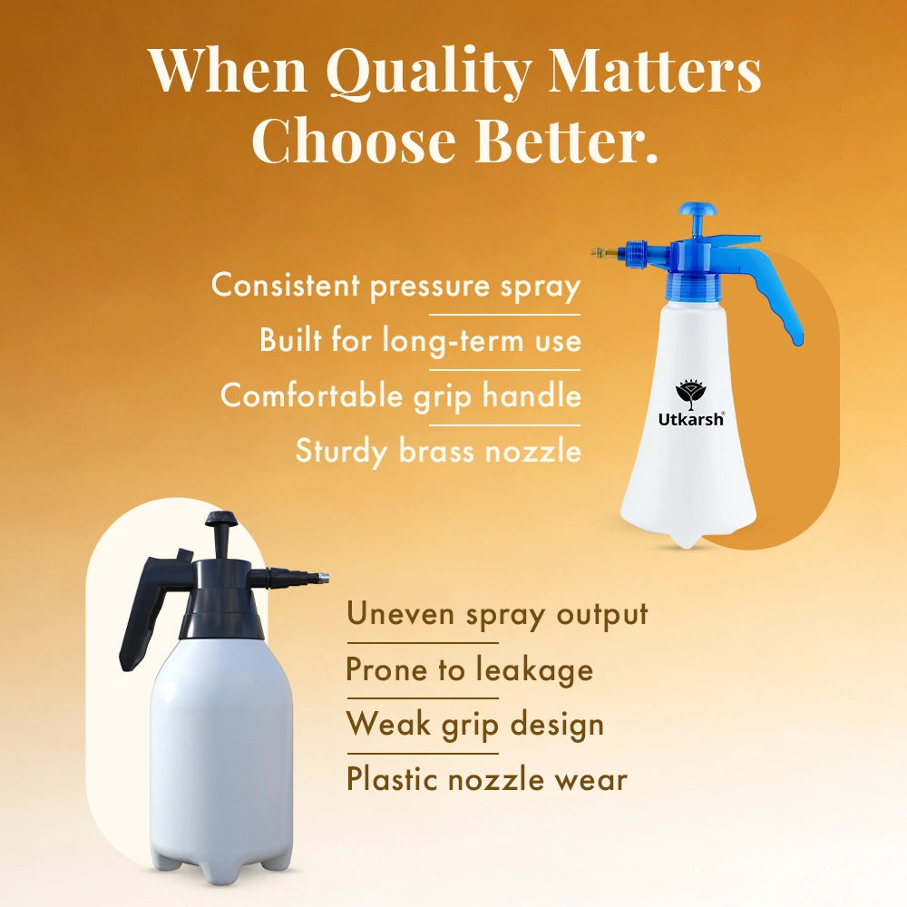 Pressure Spray Bottle for Plants (1 Liter) - White | Efficient Water Spray Bottle with Adjustable Nozzle, Ideal Garden Sprayer for Indoor and Outdoor Plant Care, Pack of 1