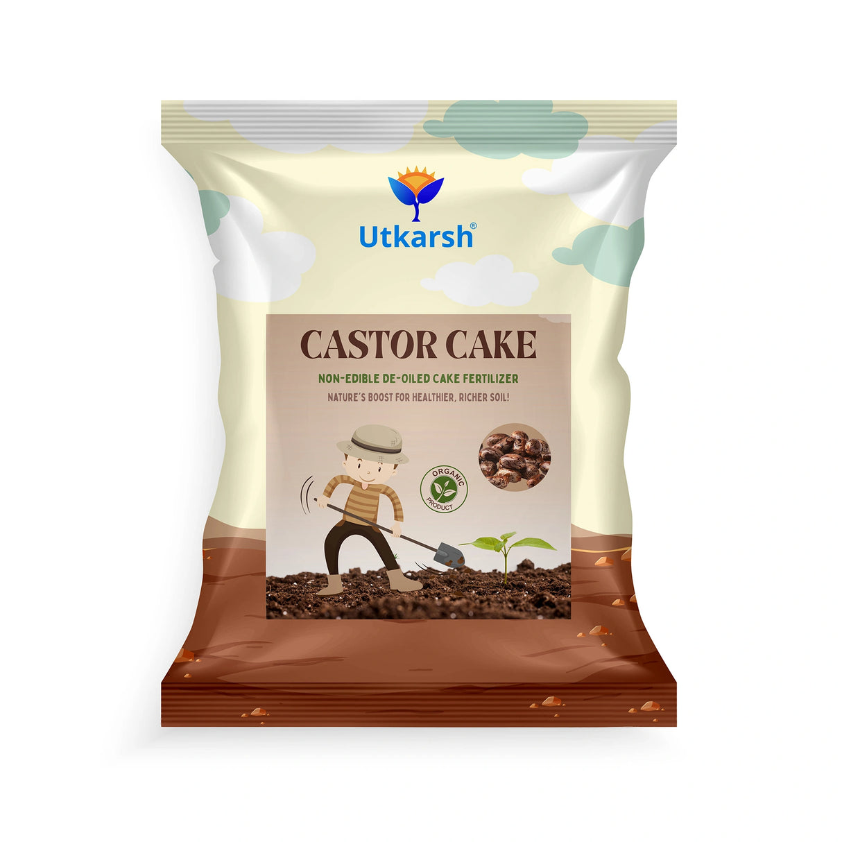 Castor Oil Cake Fertilizer for Plants | Organic Castor Khali Powder Compost for Home Garden, Manure for Flowers, Vegetables & Lawn