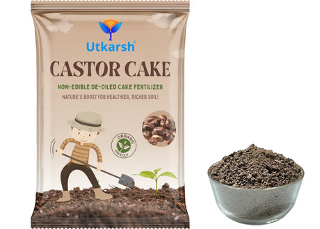 Castor Oil Cake Fertilizer for Plants | Organic Castor Khali Compost Powder for Home Garden, Manure for Flowers, Vegetables & Lawn - Utkarsh Agrochem Pvt ltd. 