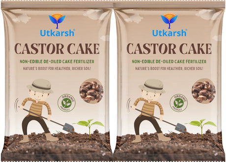 Castor Oil Cake Fertilizer for Plants | Organic Castor Khali Compost Powder for Home Garden, Manure for Flowers, Vegetables & Lawn - Utkarsh Agrochem Pvt ltd. 