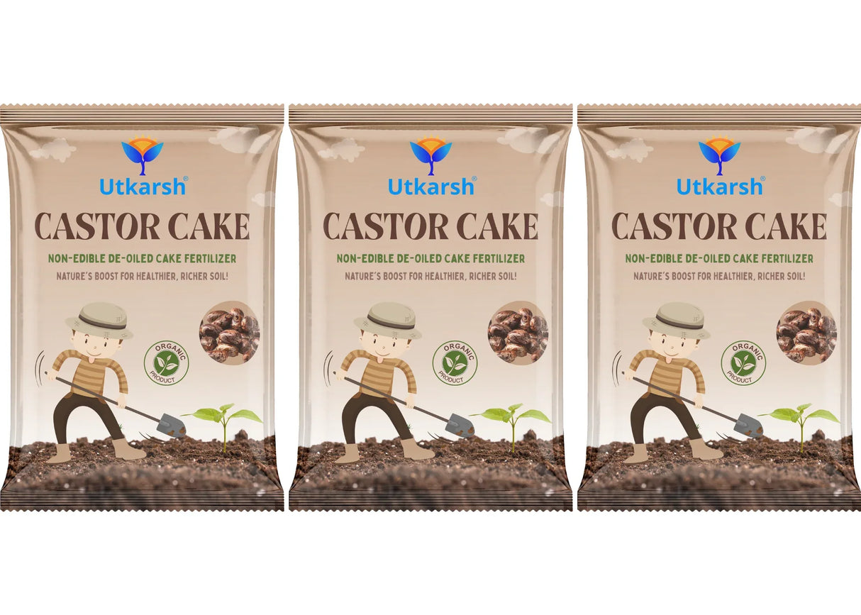 Castor Oil Cake Fertilizer for Plants | Organic Castor Khali Compost Powder for Home Garden, Manure for Flowers, Vegetables & Lawn - Utkarsh Agrochem Pvt ltd. 