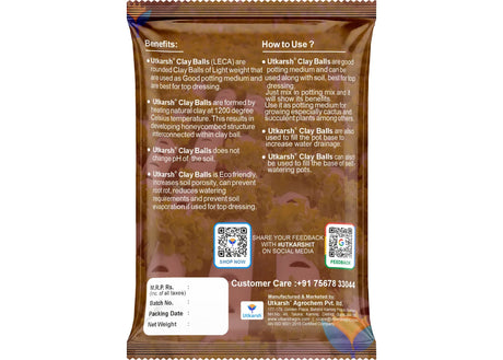 LECA Clay Balls Hydrotons, Lightweight Expanded Clay Aggregate, Essential for Hydroponics, Aeroponics, Landscaping & Aquaponics | Size: 8 - 15 mm - Utkarsh Agrochem Pvt ltd. 