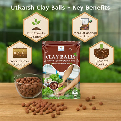 LECA Clay Balls Hydrotons, Lightweight Expanded Clay Aggregate, Essential for Hydroponics, Aeroponics, Landscaping & Aquaponics | Size: 8 - 15 mm - Utkarsh Agrochem Pvt ltd. 