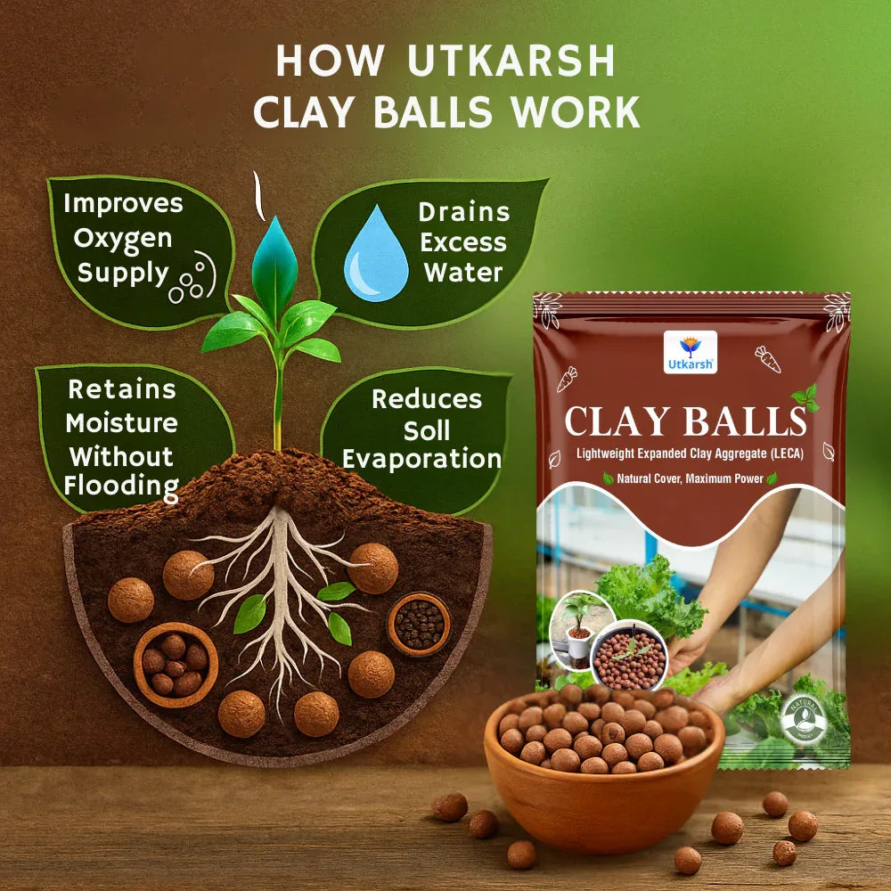 LECA Clay Balls Hydrotons, Lightweight Expanded Clay Aggregate, Essential for Hydroponics, Aeroponics, Landscaping & Aquaponics | Size: 8 - 15 mm - Utkarsh Agrochem Pvt ltd. 