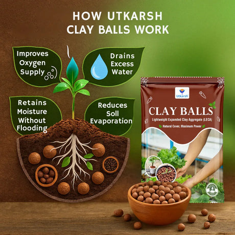 LECA Clay Balls Hydrotons, Lightweight Expanded Clay Aggregate, Essential for Hydroponics, Aeroponics, Landscaping & Aquaponics | Size: 8 - 15 mm - Utkarsh Agrochem Pvt ltd. 