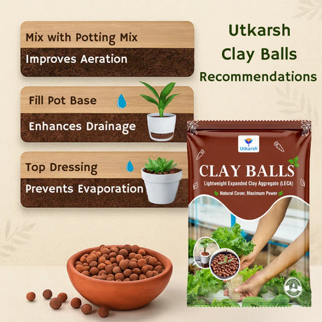 LECA Clay Balls Hydrotons, Lightweight Expanded Clay Aggregate, Essential for Hydroponics, Aeroponics, Landscaping & Aquaponics | Size: 8 - 15 mm - Utkarsh Agrochem Pvt ltd. 