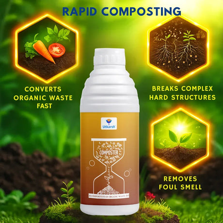 Composter for Quick Decomposition of Organic Waste into Compost, Bio Waste Decomposer, Accelerate Decomposition of Kitchen, Garden Organic Waste- 20 Litre - Utkarsh Agrochem Pvt ltd. 