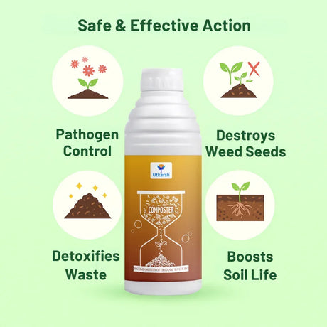 Composter for Quick Decomposition of Organic Waste into Compost, Bio Waste Decomposer, Accelerate Decomposition of Kitchen, Garden Organic Waste- 20 Litre - Utkarsh Agrochem Pvt ltd. 