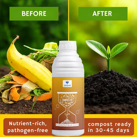 Composter for Quick Decomposition of Organic Waste into Compost, Bio Waste Decomposer, Accelerate Decomposition of Kitchen, Garden Organic Waste- 20 Litre - Utkarsh Agrochem Pvt ltd. 