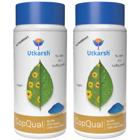 Copper - 12% EDTA Chelated Micronutrient, 100% Water Soluble Fertilizers for Plants Corrects & Prevents Copper Deficiency in Plants & Home Garden | CopQual - Utkarsh Agrochem Pvt ltd. 