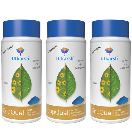 Copper - 12% EDTA Chelated Micronutrient, 100% Water Soluble Fertilizers for Plants Corrects & Prevents Copper Deficiency in Plants & Home Garden | CopQual - Utkarsh Agrochem Pvt ltd. 