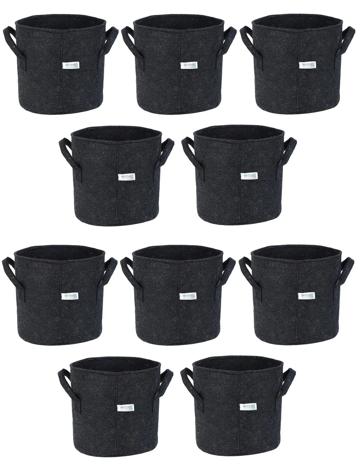 400 GSM Geotextile Fabric Growbags- Dark Grey, Pack of 10 - Utkarsh Agrochem Pvt ltd. 