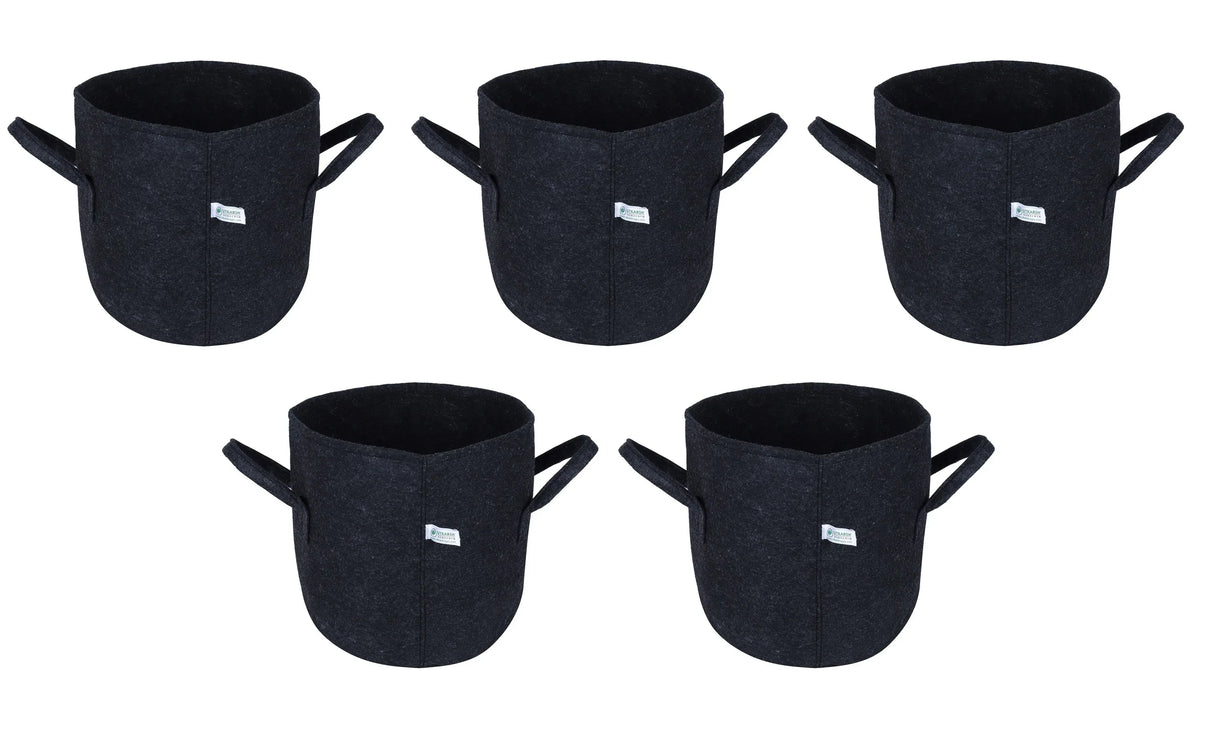 400 GSM Geotextile Fabric Growbags- Dark Grey, Pack of 5 - Utkarsh Agrochem Pvt ltd. 