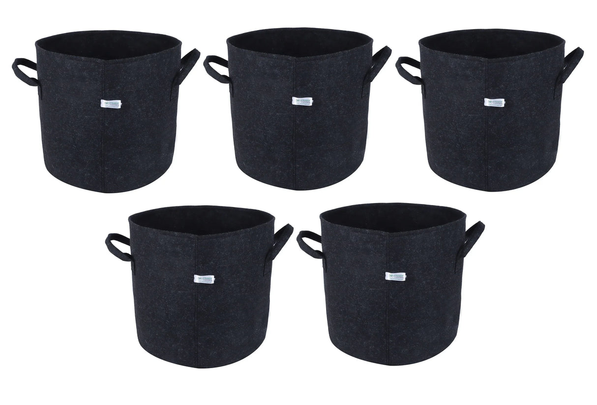 400 GSM Geotextile Fabric Growbags- Dark Grey, Pack of 5 - Utkarsh Agrochem Pvt ltd. 