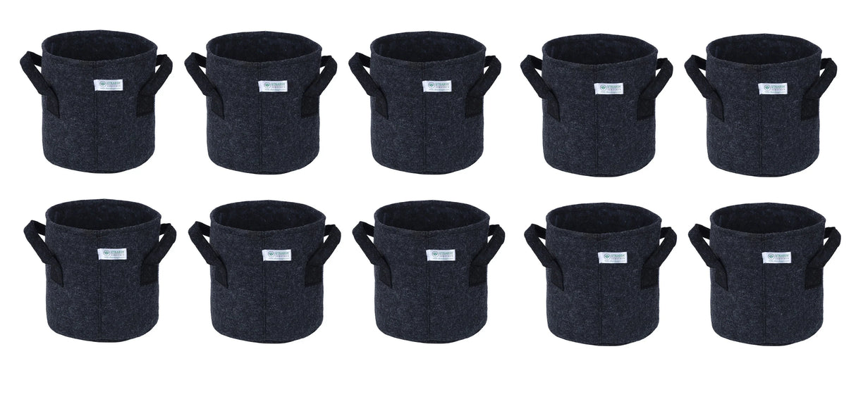400 GSM Geotextile Fabric Growbags- Dark Grey, Pack of 10 - Utkarsh Agrochem Pvt ltd. 
