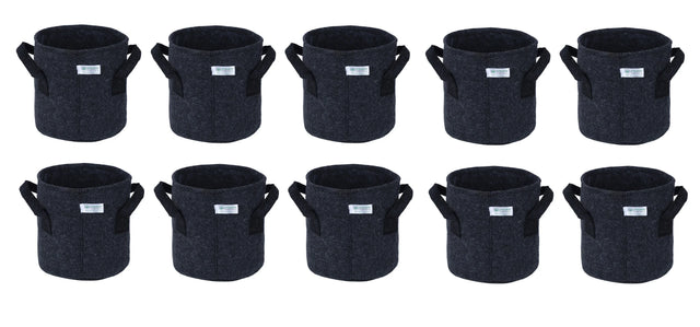 400 GSM Geotextile Fabric Growbags- Dark Grey, Pack of 10 - Utkarsh Agrochem Pvt ltd. 