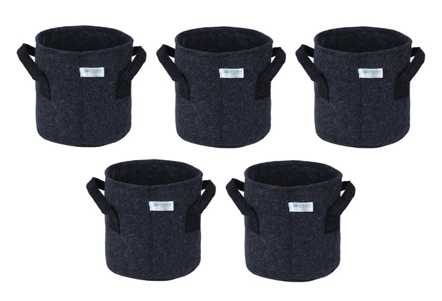 400 GSM Geotextile Fabric Growbags- Dark Grey, Pack of 5 - Utkarsh Agrochem Pvt ltd. 